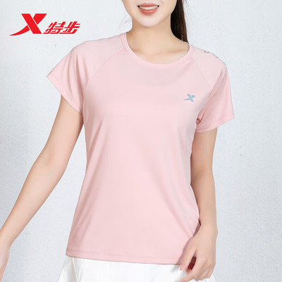特步短袖女t恤运动上衣女