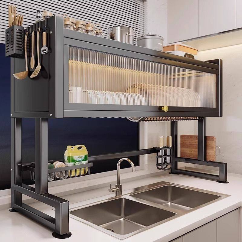 加厚厨房水槽置物架台面碗碟水池碗柜多功能防尘带柜门碗盘沥水架,厨房/烹饪用具,抹布架/厨房清洁收纳架,淘宝优惠券,粉丝福利购,淘宝优惠卷