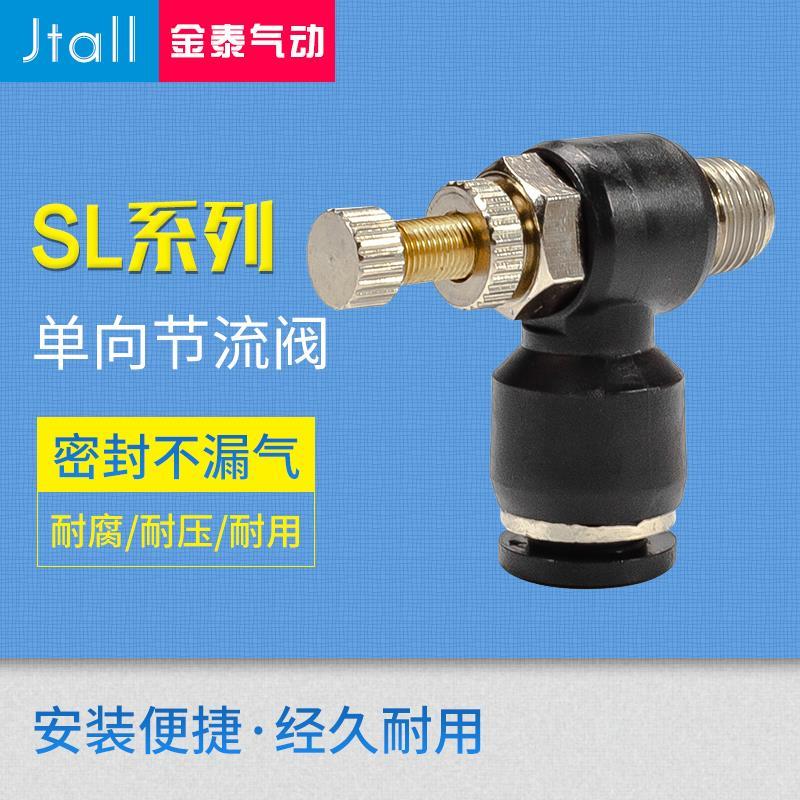 气动气缸调速单向限流节流阀SL4-M5/6-01/8-02/10/12-03气管接头