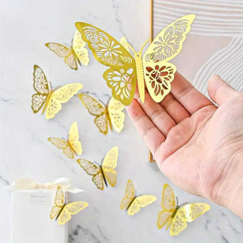 聚乙烯蝴蝶镂空现代简约墙贴3d立体炫彩仿真客厅蝴蝶装饰画