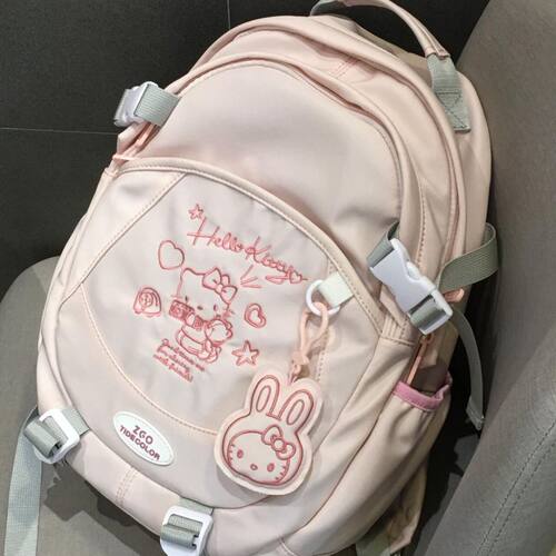 Hellokitty高颜值星球自制可爱奶糖学生双肩包星星挂件轻便书包