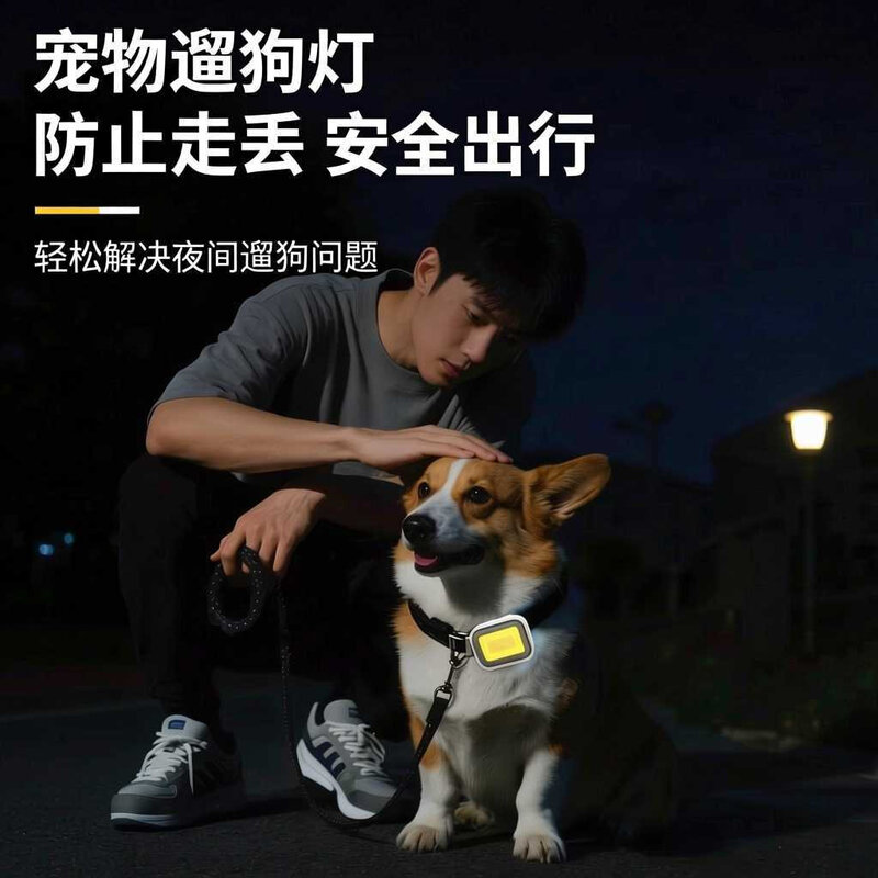 狗狗夜间遛狗夜光灯宠物夜行警示灯小狗防走失照明夜灯