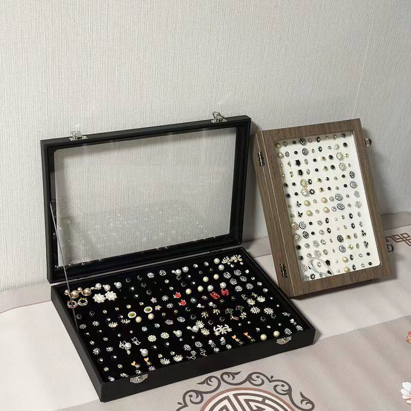带盖防尘别针胸针耳钉收纳盒大容量海绵饰品展示收藏整理保存箱子