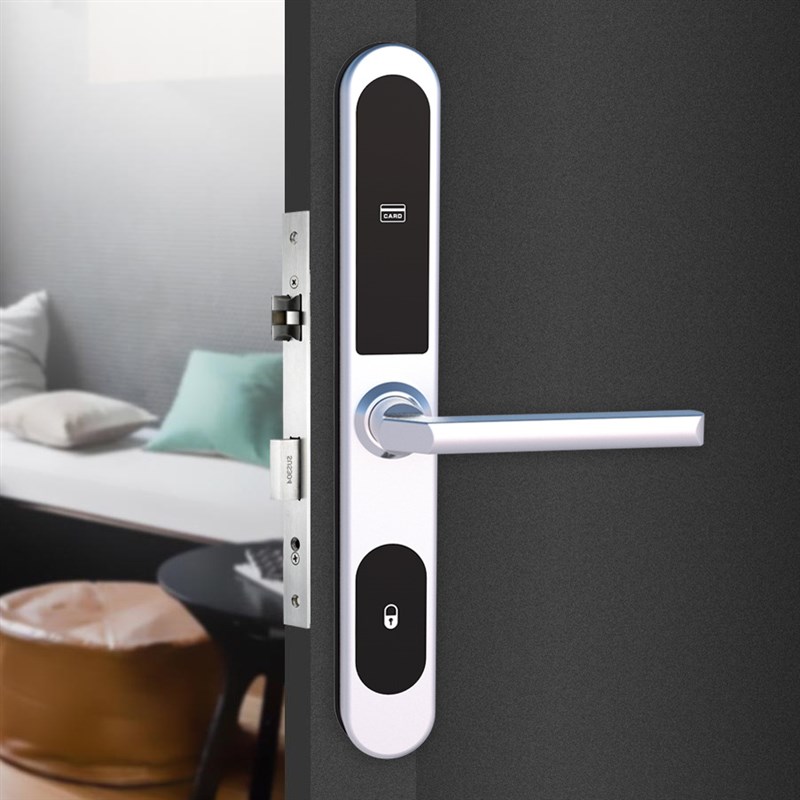 断桥铝刷卡锁窄j边框酒店门锁感应电子门锁大门锁指纹锁