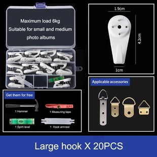 20PCS Picture Hanger rSet Wall Hooks Hanging Without Holes M