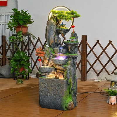风车流水摆件循环水阳台客厅x风水轮招财落地假山喷泉水景乔迁开