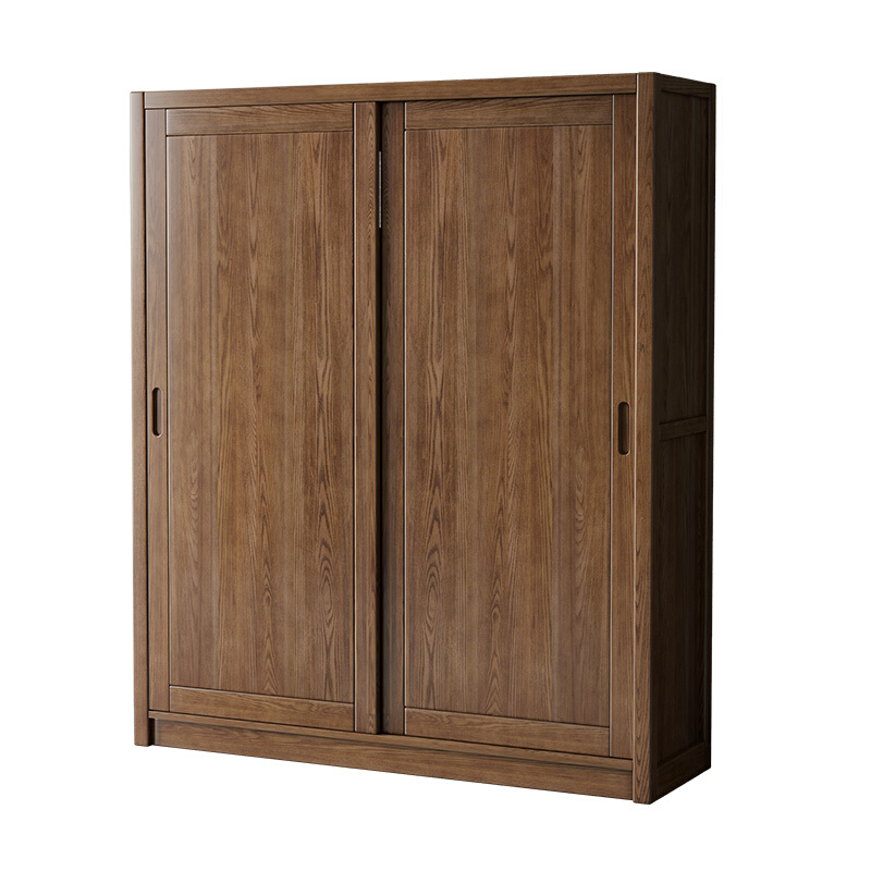 。北欧推拉门衣柜小户型家用卧室现代简约白蜡木两门X对立儿童小