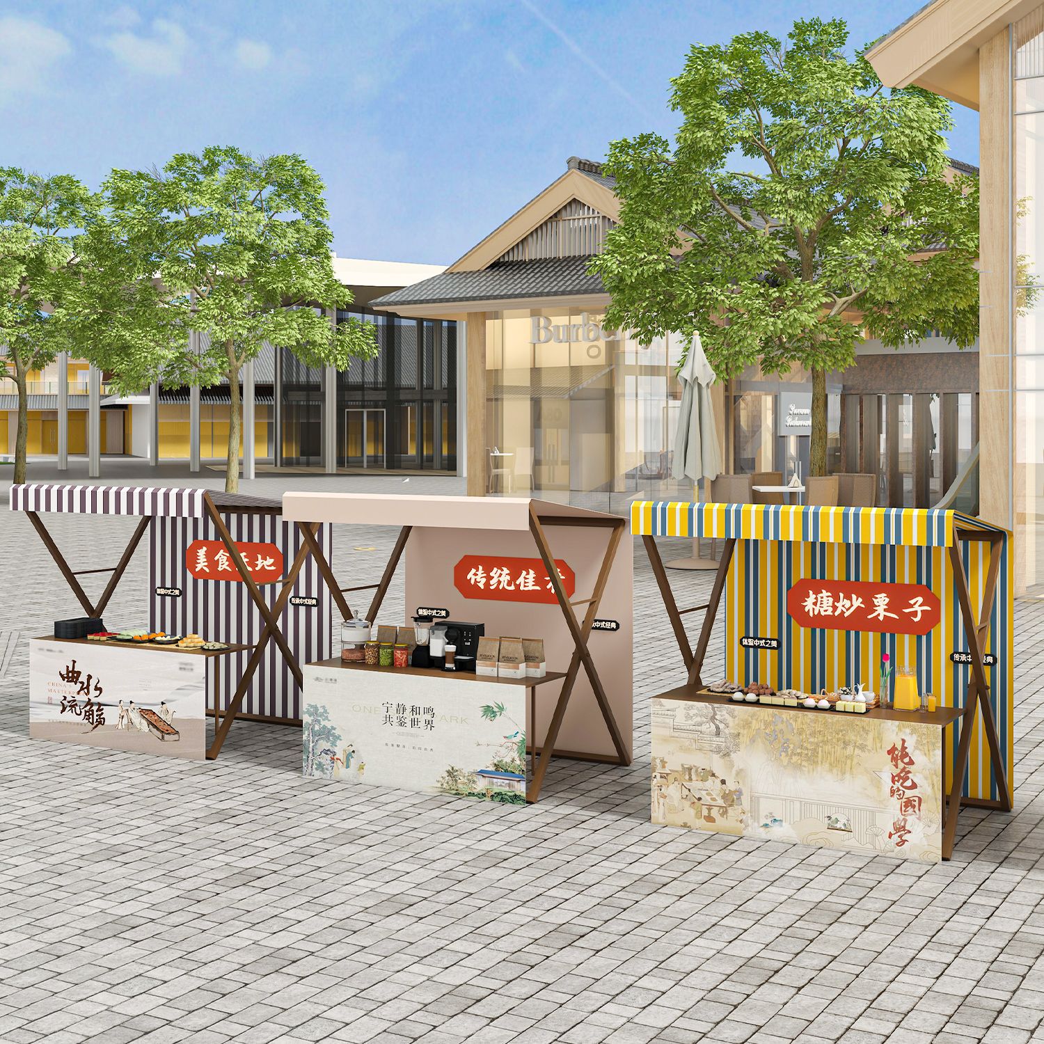 户外夜市摆摊架子花车地摊车古风集市活动展示架移动可折叠摊位架