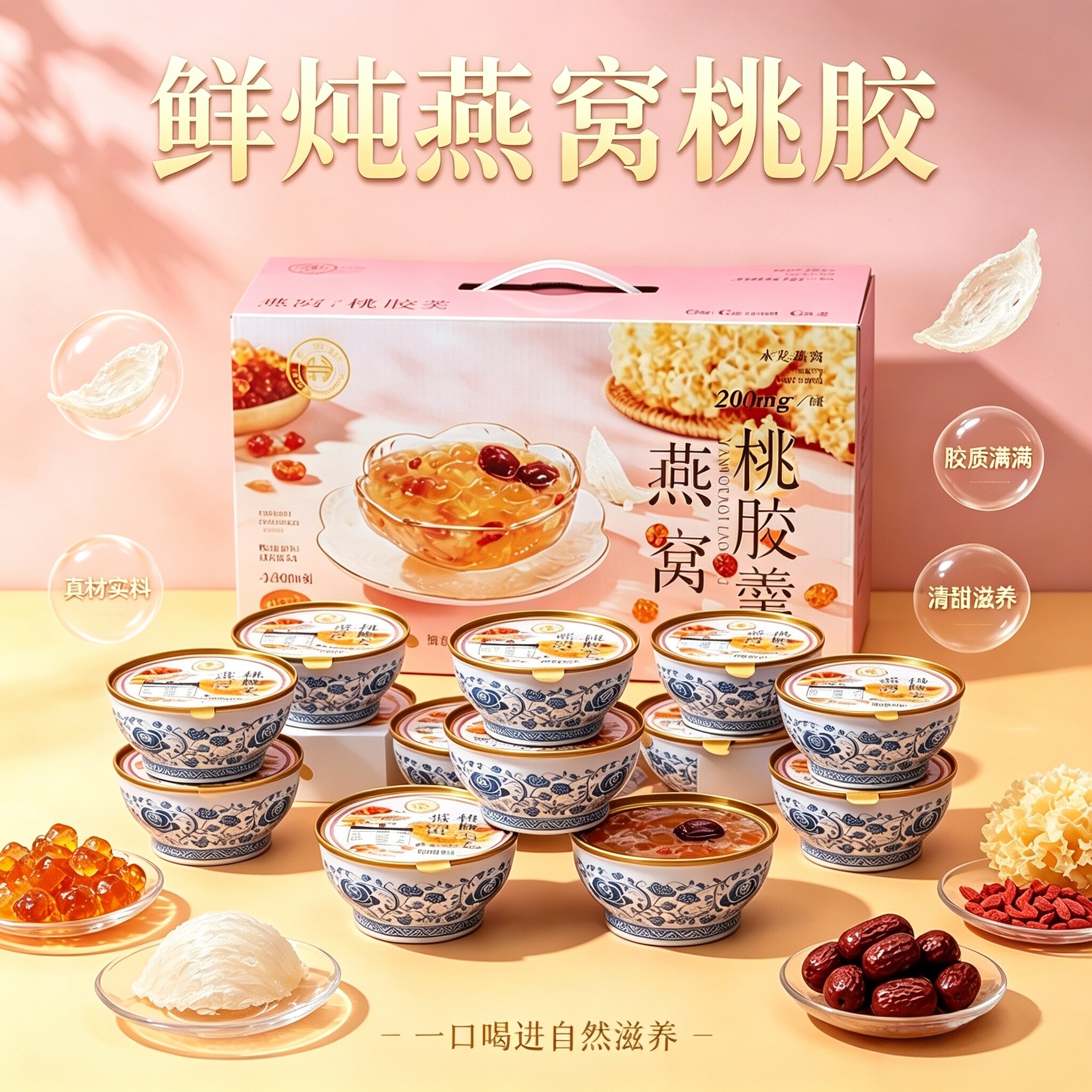燕叨叨鲜炖燕窝桃胶羹即食礼盒