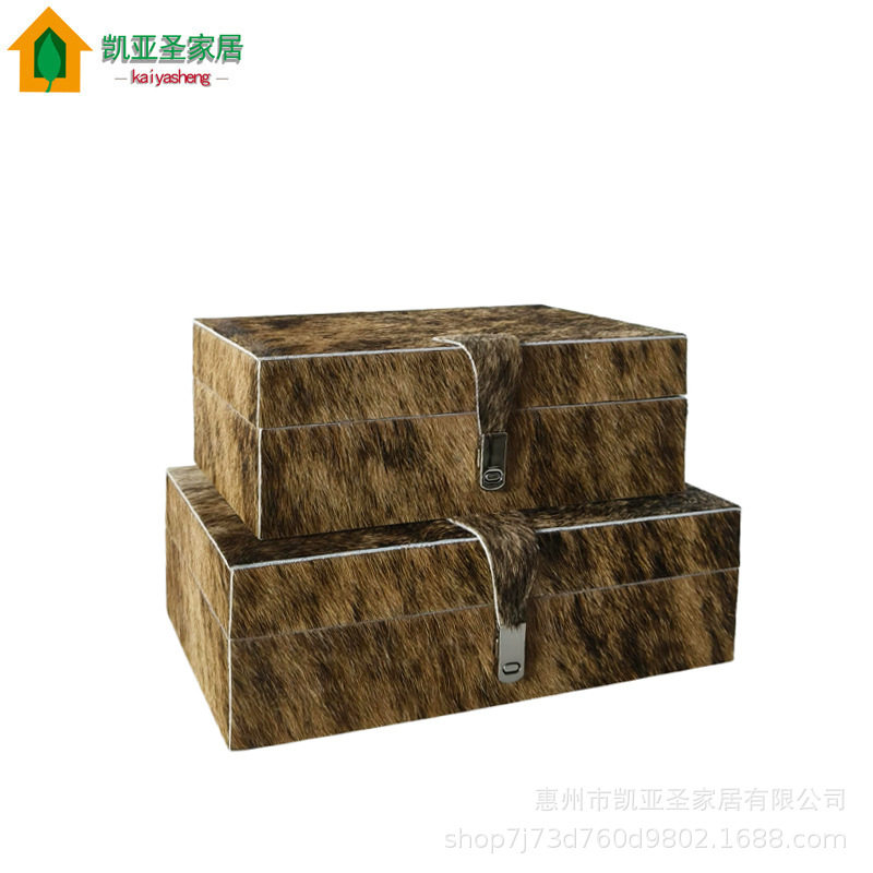 现代简约创意马毛首饰盒摆件北欧样板房衣帽间卧室玄关收纳装饰盒