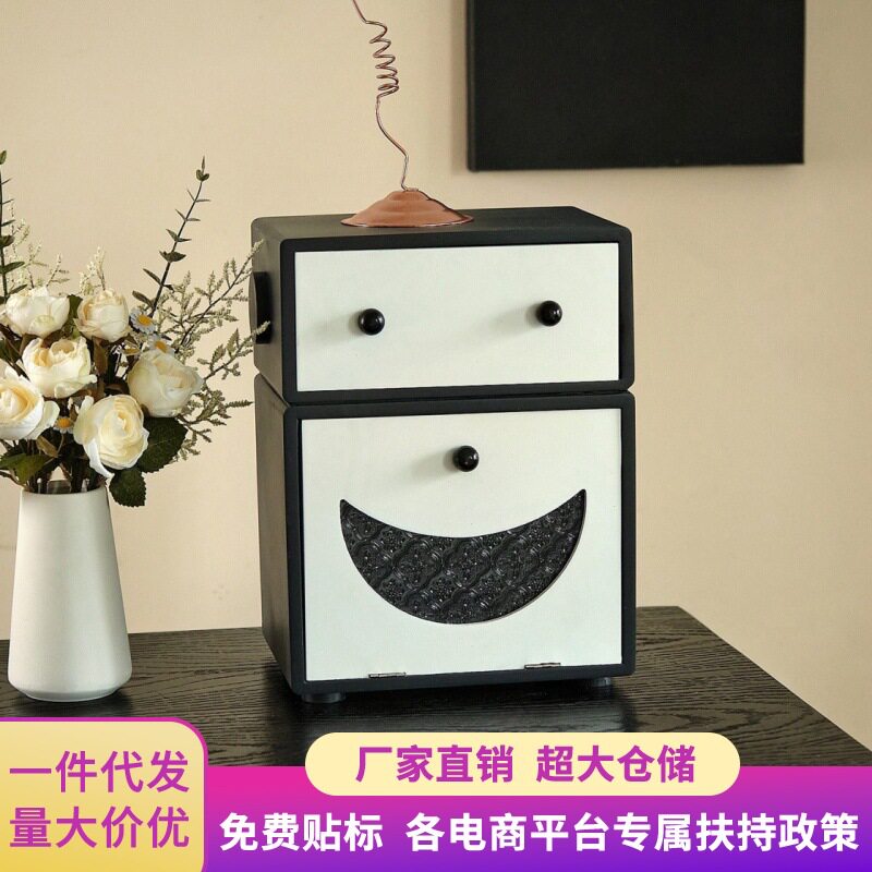 创意机器人床头柜法式奶油风小户型多功能儿童房可爱柜子小型边柜