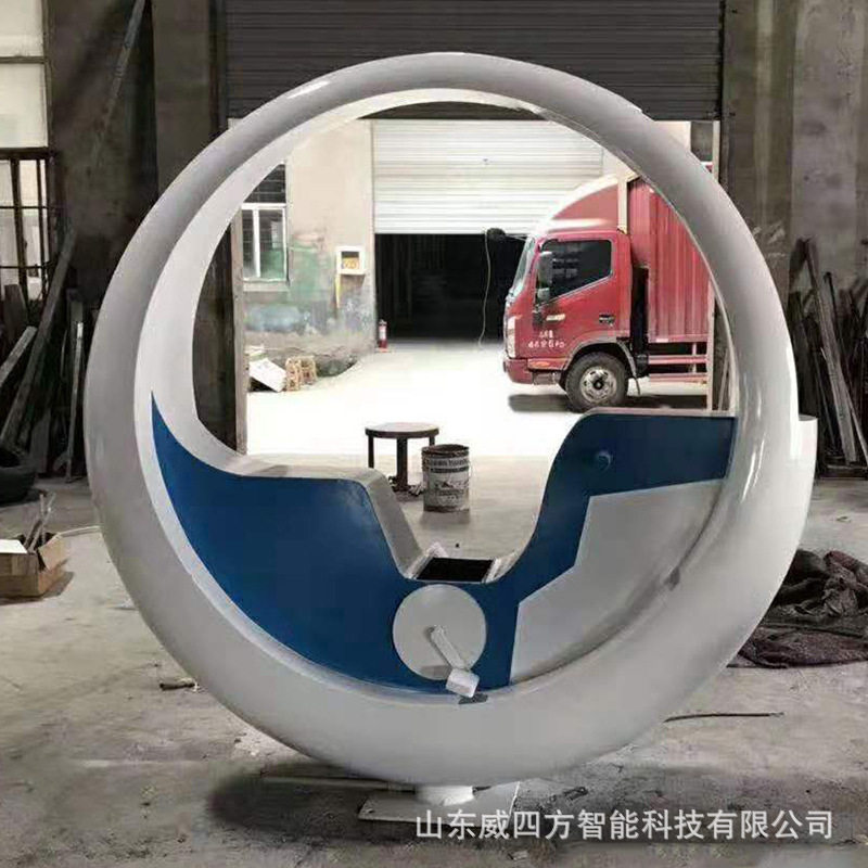 威四方炫彩发光健身单车 互动无动力水循环水车 圆形脚踩喷泉厂家