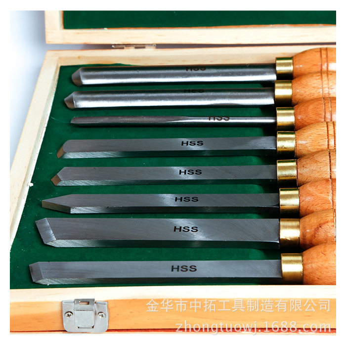 8件套木盒装HSS高速钢车木刀锋钢车刀白钢木工车刀工艺品用车木凿
