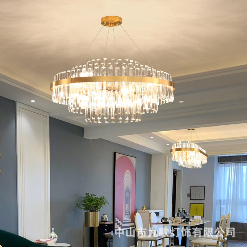轻奢水晶吊灯现代简约餐厅客厅灯具别墅后现代卧室楼梯间网红灯具