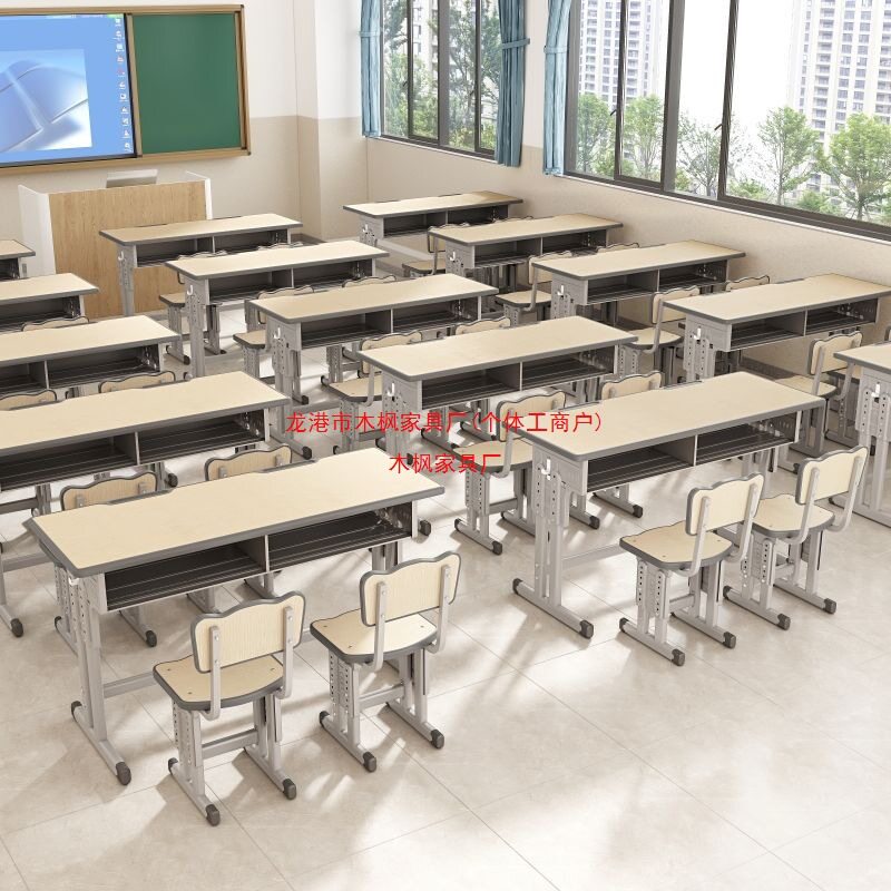 双人学生课桌椅机构托管班教室辅导班补习儿童学习桌子培训桌套装