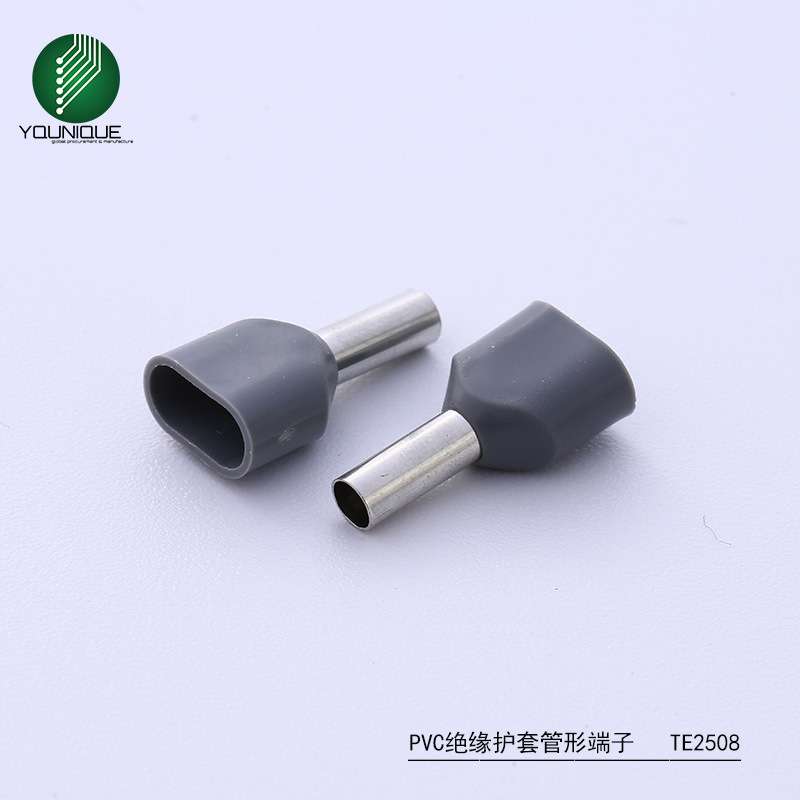 双线尼龙绝缘护套管形端子针形接线端子TE型欧式冷压端头2*2.5mm2