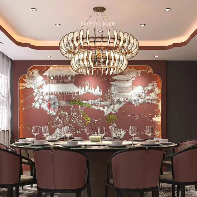 轻奢水晶客厅吊灯新中式餐饮包厢包间餐厅吊灯创意大气设计师的灯