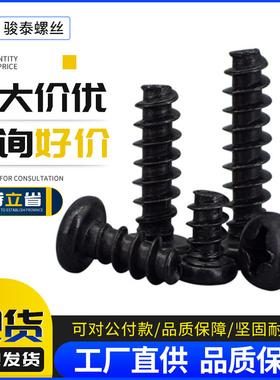 发黑圆头平尾自攻螺丝黑色十字盘头螺丝钉m2m2.3 m2.6*x6x8x12x16