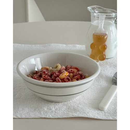 On the table - 绿线条系列釉下彩陶瓷汤碗 粥碗 早餐燕麦碗300ml
