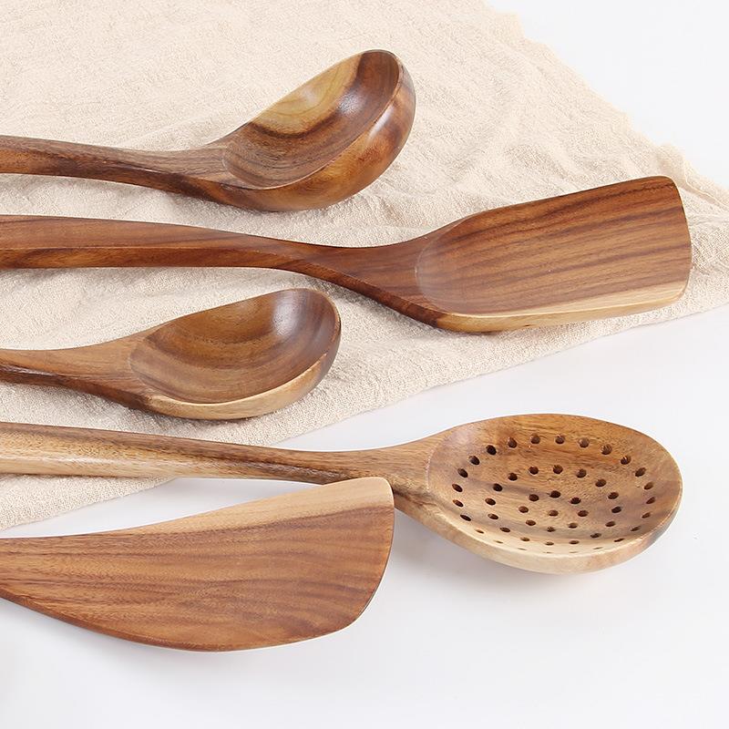 天然泰国柚木不粘锅专用炒锅铲木铲子木勺子汤勺木质烹饪原木厨具