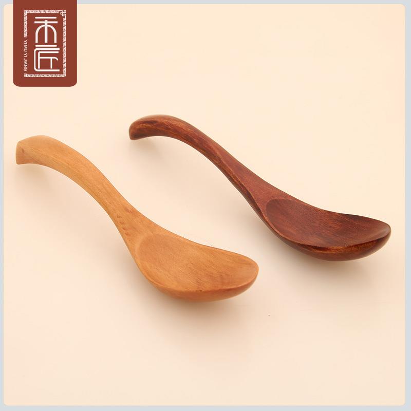 日式长柄冰淇淋蜂蜜甜品勺咖啡搅拌小木勺子韩式调羹汤勺茶匙