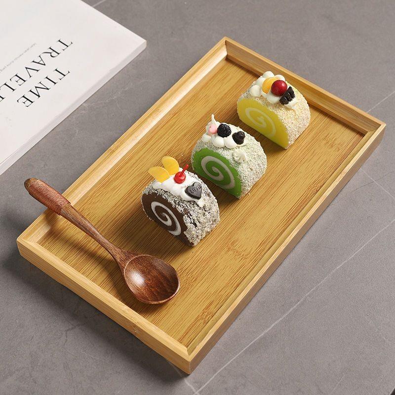 竹制直角托盘长方形沥水茶盘水杯茶台家用水果烧烤盘酒店木质餐盘