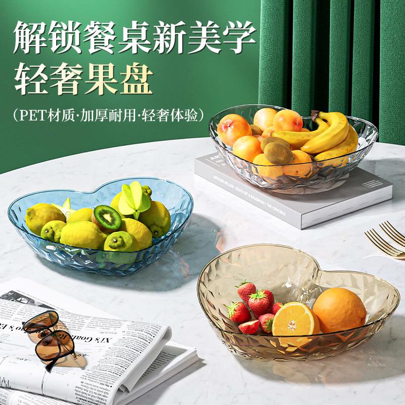 2023新款加厚耐摔家用水果盘客厅茶几零食摆放盘轻奢风糖果瓜子盘