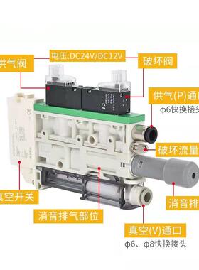 ZK2A10K5NL集成08刀片式B真空发生器B导轨式ZK2A10-N-06