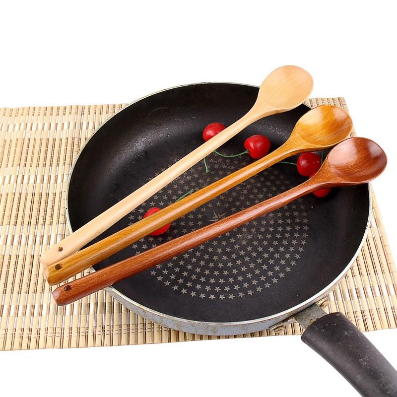 和风长柄木勺日韩式汤勺 长柄勺直柄木制大勺子汤匙 搅拌蜂蜜木勺