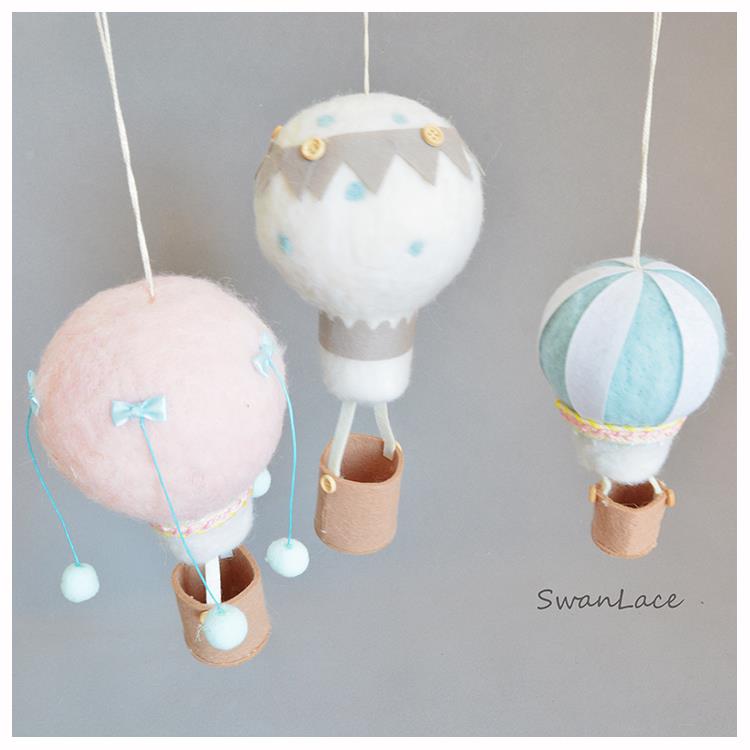 萌物 SwanLace好物 INS羊毛毡粉嫩热气球造型圣诞树装饰摆件挂饰