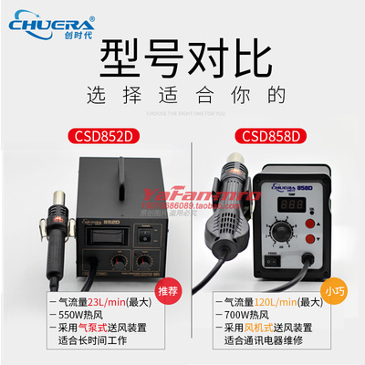 创时代8586可调恒温热风焊枪多功能数显拆焊台858D手机维修除胶
