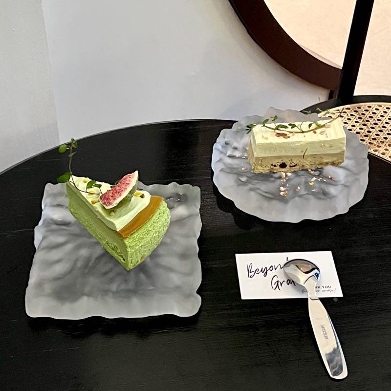 创意玻璃冰川盘冷餐糕点托盘西点磨砂寿司盘展示底托烘焙甜品台