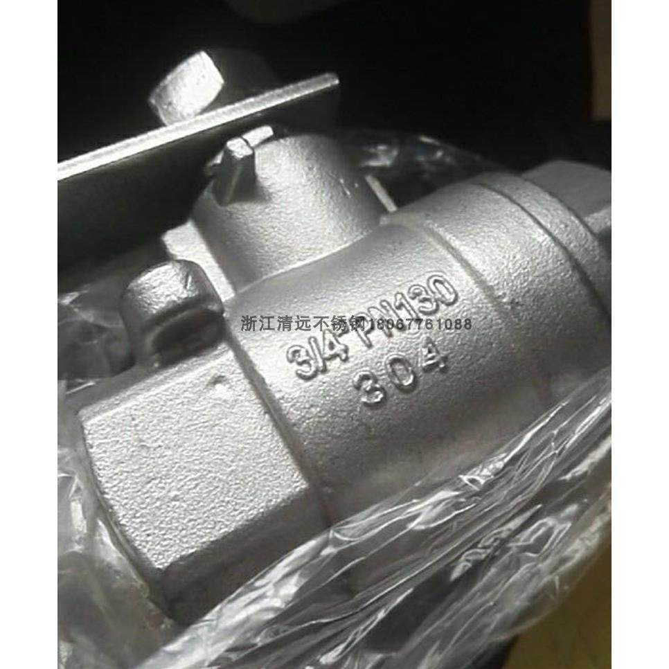 304/316不锈钢二片式高压球阀气动手柄孔Q11F-120P实心球2000PSI