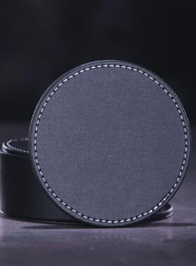 酒吧传奇 高级黑色皮质杯垫 鸡尾酒垫防滑垫酒吧垫手工圆形皮杯垫