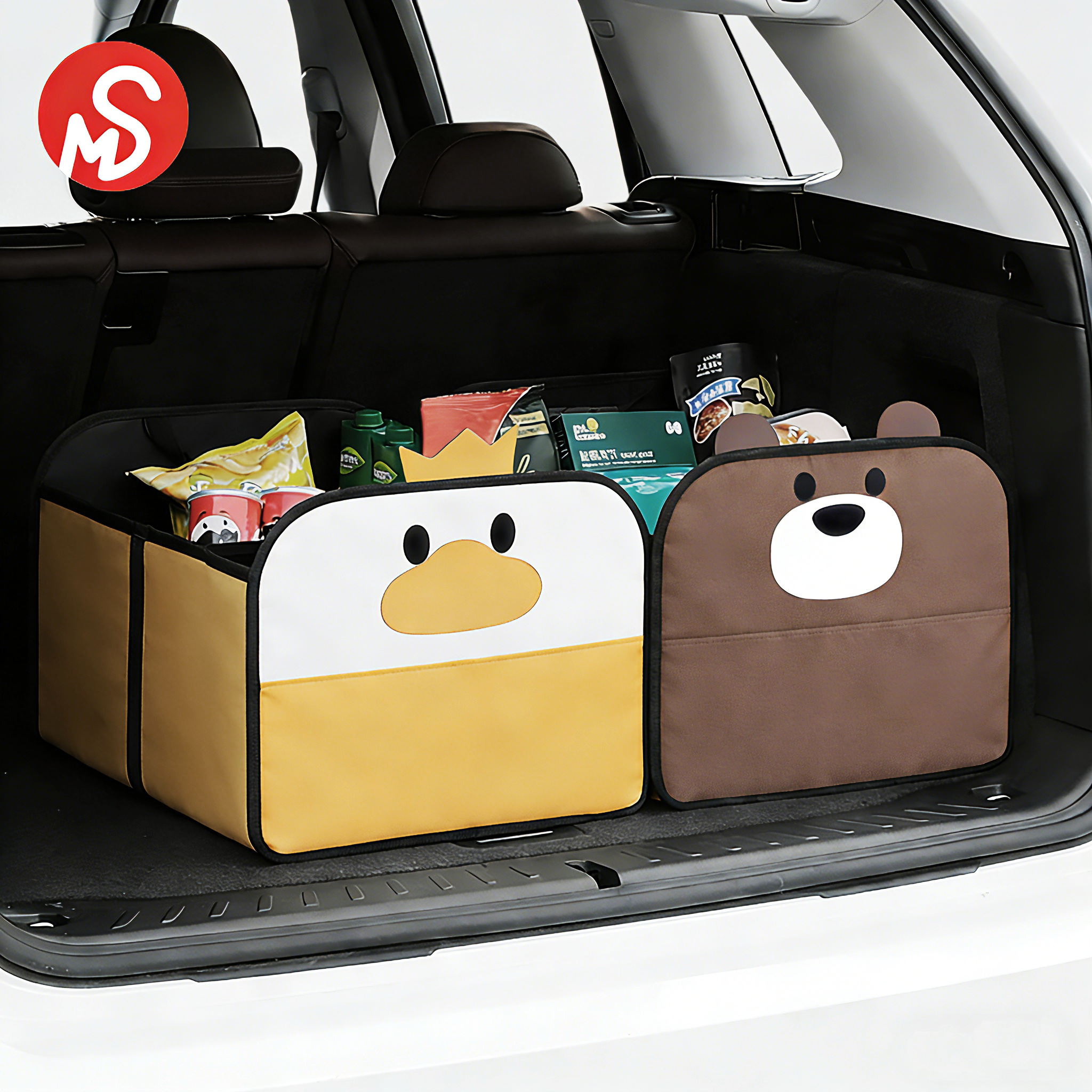 汽车后备箱收纳箱车用可折叠整理箱大容量车载储物盒车内卡通装饰