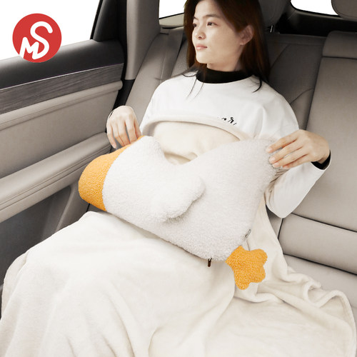 汽车抱枕被子两用可爱卡通办公室午睡三合一车内腰靠折叠空调被毯