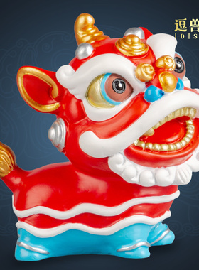 国潮客厅青舞狮家居风礼品装饰醒狮砂石乔迁桌面开业摆件