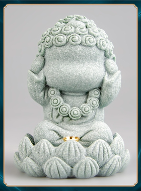 小桌面茶宠鱼缸国潮盆栽摆件装饰创意家居砂石景观和尚工艺品青