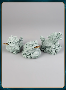 招财客厅金蟾桌面茶台造景青茶宠微景观家居鱼缸装饰摆件龙龟砂石