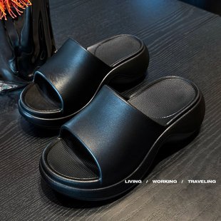 麦德龙cm增高防滑凉拖鞋 女夏外穿新款 休闲厚底踩屎感海边沙滩拖鞋