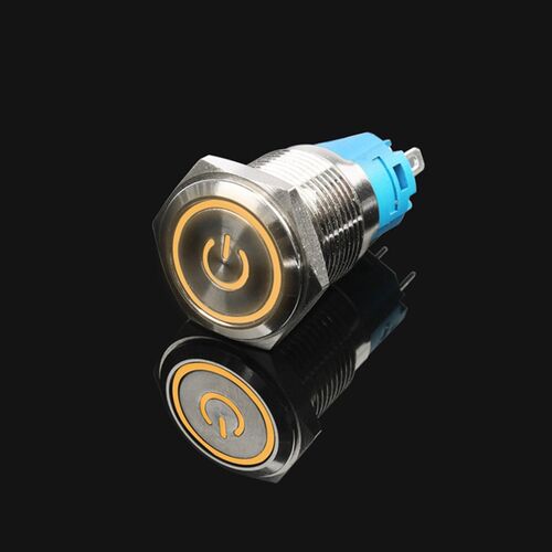 16MM金属按钮开关环形电源19/22带灯防水自锁自复3V124v220v48V6V
