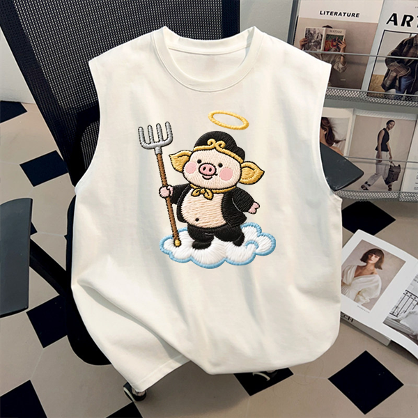 美式纯棉ins印花凉感猪八戒T恤夏季ins情侣装背心无袖时尚上衣潮,女装/女士精品,T恤,淘宝优惠券,粉丝福利购,淘宝优惠卷