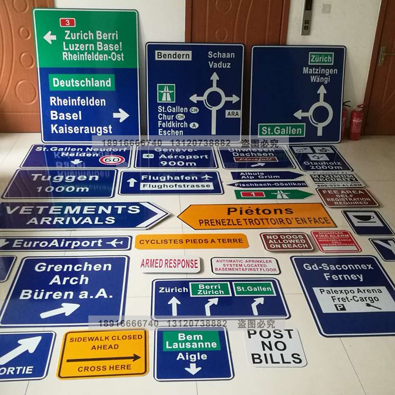 指路牌影视摄影装饰牌拍照背景造景定做外贸反光警示牌英文标识牌