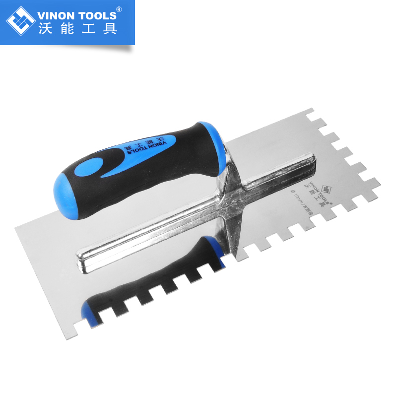 沃能工具不锈钢齿形刮板抹泥刀大板薄贴齿刀异形虎齿抹子贴砖工具