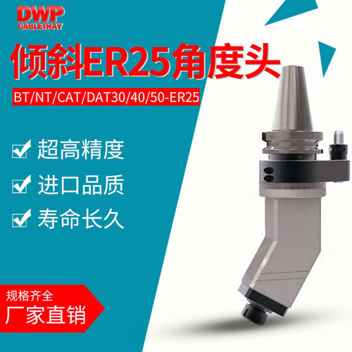 数控加工中心倾斜型角度头BT30BT40BT50车床45度侧铣头ER25铣头