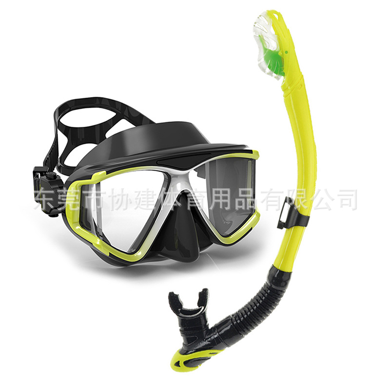 M1539+S268 呼吸管潜水镜浮潜游泳面罩套装自由防雾硅胶厂家批发