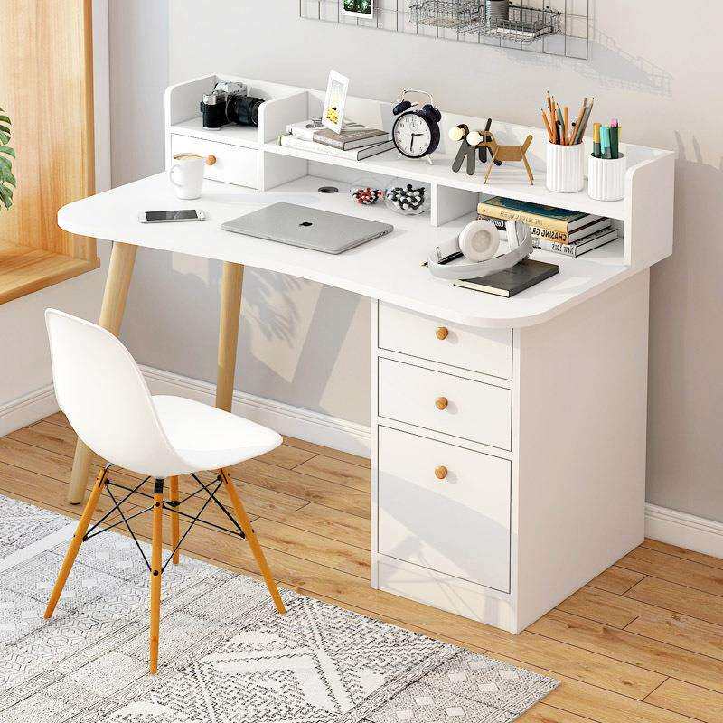 书桌简约家用台式电脑桌书架一体学生写字桌椅套装简易卧室学习桌