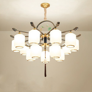 新中式 卧室餐厅书房中国风别墅灯 吊灯全铜客厅灯现代简约2020新款