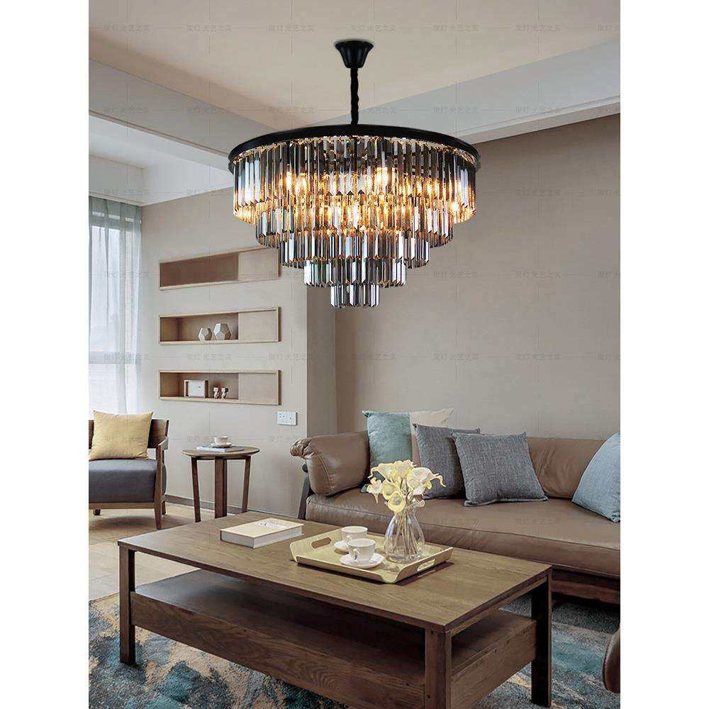 意式轻奢吊灯客厅美式高级感卧室灯酒店大堂包厢多层圆形水晶吊灯