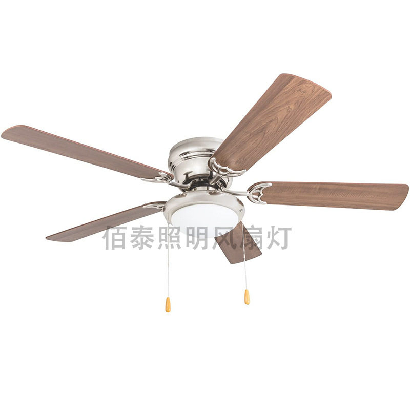 涂鸦智能风扇灯52寸木叶拉线开关家用客厅餐厅吊扇灯fan light